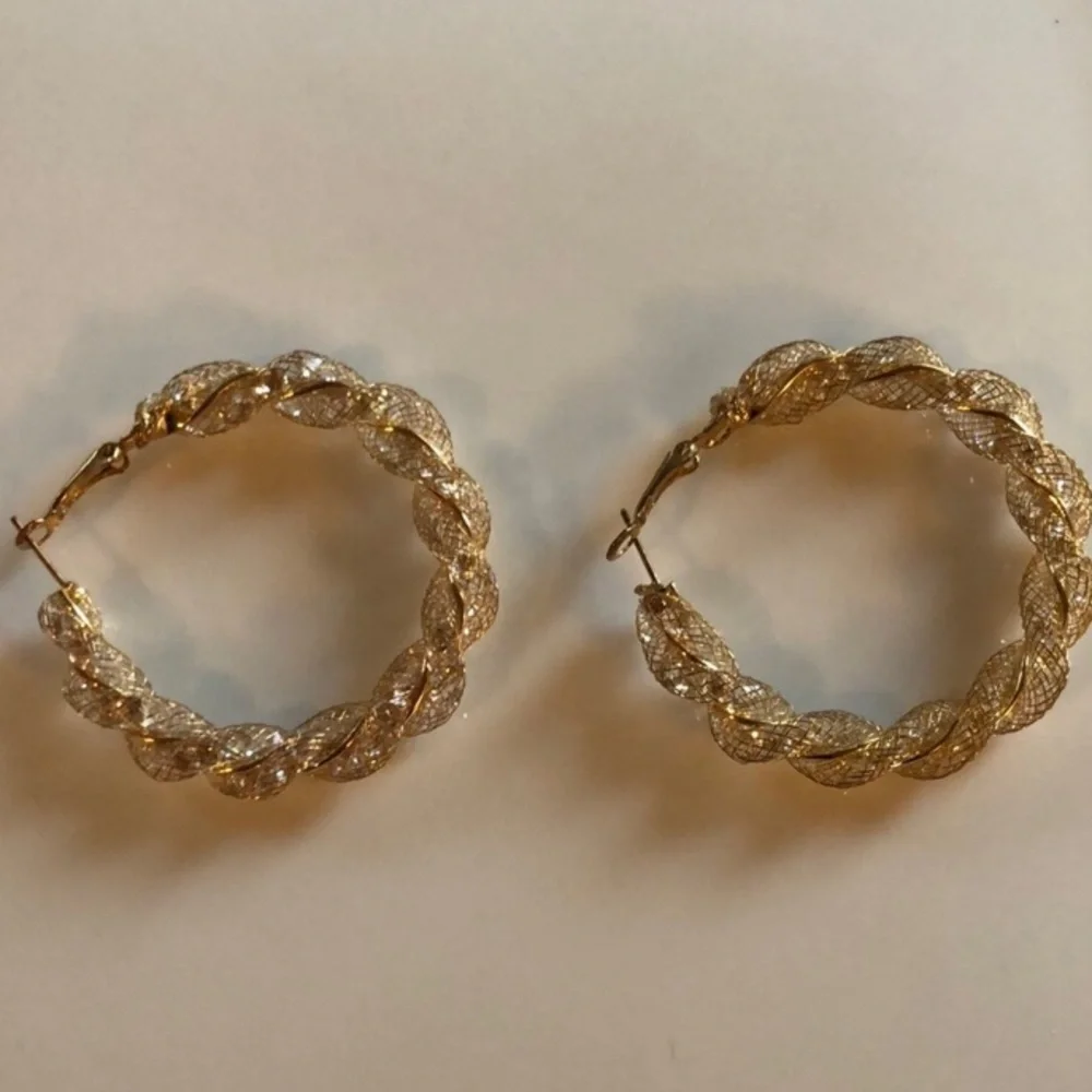 Spiral twist hoop earrings for pierced ears